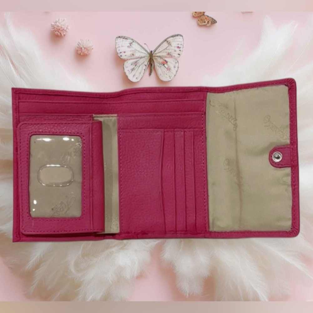 FOSSIL Pebbled Leather Trifold Pink Wallet - Picture 6 of 9